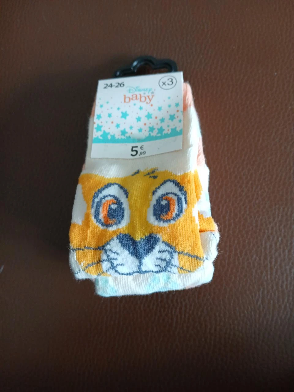 lot 3 paires de chaussettes fille roi lion disney 24/26